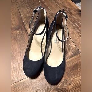 Arizona Navy Blue Suede Shoe with Wedge Heel